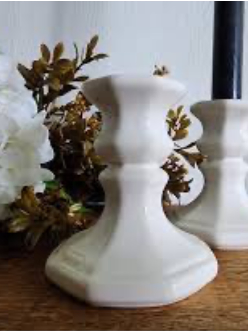 2 Vintage Pfaltzgraff Heritage Country Cottage White Taper Candle Holders